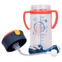 لیوان نی دار 300 میل طرح خرس فضانورد رنگ قرمز سرمه ای رووکو Rovco