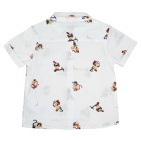 شومیز شورت پسرانه مدل آرتور طرح مانکی رنگ سفید سرمه ای ایندیگو Indigo