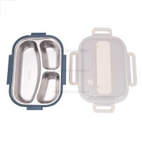 ظرف غذا استیل تقسیم دار طرح لیمو رنگ سرمه ای خارجی