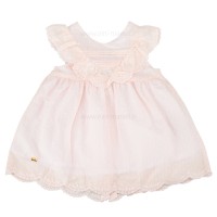 پیراهن دخترانه مدل ماهور رنگ صورتی طرح گیپور دار رنگ صورتی ایندیگو Indigo