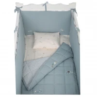 ست روتختي 8 تيکه طرح مرغابی پارچه موسلين رنگ کله غازی ايسيز Isiz