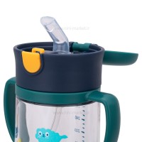 لیوان نی دار 300 میل طرح خرس فضانورد رنگ سبز سرمه ای رووکو Rovco