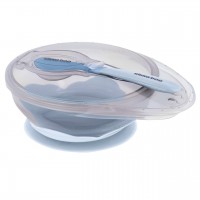 ظرف غذا با قاشق چسبان آبی کیکابو Kikkaboo