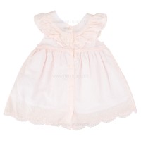 پیراهن دخترانه مدل ماهور رنگ صورتی طرح گیپور دار رنگ صورتی ایندیگو Indigo