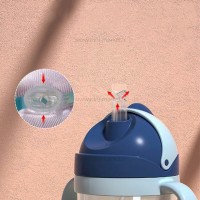 لیوان نی دار دسته دار طرح انار 300 میل رنگ سرمه ای-آبی Yasi Care