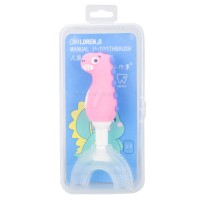 مسواک چرخشی عروسکی طرح دایناسور رنگ صورتی خارجی