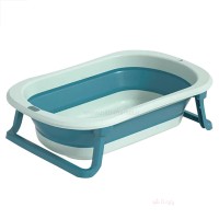 وان حمام آکاردئونی سه تیکه طرح ساده دماسنج دار رنگ آبی خارجی