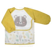 پیشبند آستین دار مخمل طرح خرس رنگ زرد دکتر جیم Dr Gym