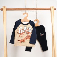 بلوز شلوار طرح دایناسور رنگ سرمه ای خاکستری رابو Raboo