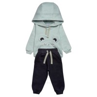 هودی شلوار اسپرت طرح خرگوش رنگ سبز سرمه ای پاپو Papo