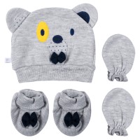 ست کلاه دستکش و پاپوش طرح خرس رنگ طوسی پاپو Papo