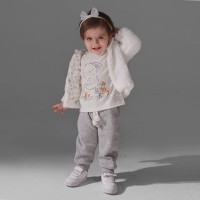 سه تیکه پسرانه اسپرت طرح کوالا رنگ طوسی پاپو Papo