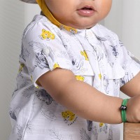 رامپر پسرانه طرح حیوانات و برگ رنگ سفید زرد ایندیگو Indigo