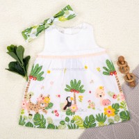 سارافون دخترانه طرح جنگل رنگ سبز ایندیگو Indigo