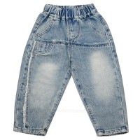 شلوار جین اسپرت طرح بغل زاپ رنگ آبی روشن