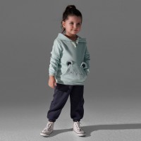 هودی شلوار اسپرت طرح خرگوش رنگ سبز سرمه ای پاپو Papo