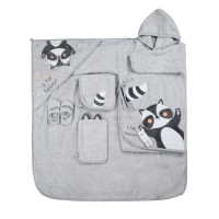 ست حوله 5 تیکه طرح راکن رنگ طوسی پاپو Papo