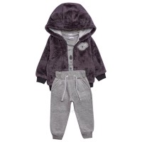 سه تیکه پسرانه اسپرت طرح کوالا رنگ طوسی پاپو Papo