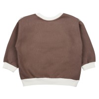 بلوز دورس دخترانه طرح گل و تور رنگ قهوه ای