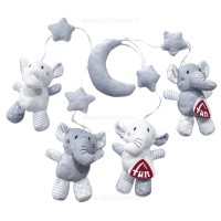 آویز بالای تخت کنترل دارطرح فیل رنگ طوسی baby fun