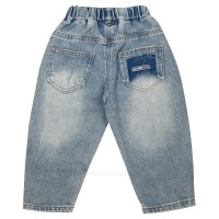 شلوار جین اسپرت طرح بغل زاپ رنگ آبی روشن