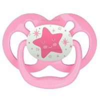پستانک تکی درب دار طرح ستاره رنگ سفید صورتی سایز 6 تا 18 ماه دکتربراون Dr.brown