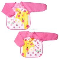 پیشبند غذاخوری آستین دار طرح زرافه رنگ صورتی برندخارجی