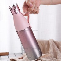 فلاسک آب استیل 350 میل مدل تاج بدون جعبه رنگ صورتی هلو دریم Hello Dream