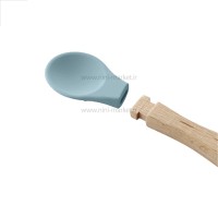 قاشق چوبی سر سیلیکونی سبز بی بی جم BabyJem