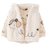 سه تکه دخترانه طرح تدی رنگ کرمی ایندیگو Indigo