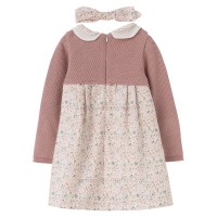 پیراهن دخترانه طرح بافت رنگ کالباسی برند Indigo