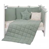 ست روتختی 8 تيکه طرح مرغابی پارچه موسلين رنگ سبز ايسيز Isiz