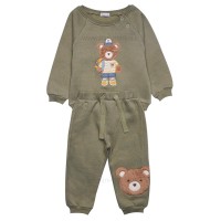 بلوز شلوار اسپرت طرح خرس رنگ سبز پاپو Papo