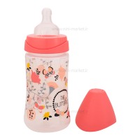 شیشه شیر طلقی 270 میل طرح گل و زنبور رنگ گلبهی سواوینکس Suavinex