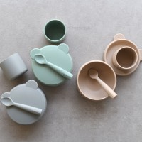 ست ظرف غذا تمام سیلیکونی 4 تکه طوسی مینیک اوی‌اوی MinikOiOi