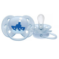 پستانک Ultra Soft طرح قایق طوسی 0-6 ماه اونت AVENT (فاقد جعبه)