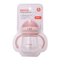 لیوان آبمیوه خوری نی دار 240 میل رنگ صورتی رووکو Rovco