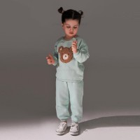 بلوز شلوار اسپرت طرح خرس رنگ سبز پاپو Papo