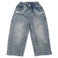 شلوار جین اسپرت طرح جیب‌دار رنگ آبی روشن