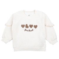 بلوزدورس دخترانه طرح چهار قلب رنگ کرمی