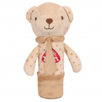 جغجغه سوسیسی طرح خرس پسر رنگ کرمی baby fun