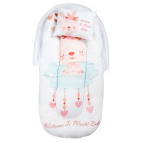 پشه بند کفی دار طرح خرگوش و رنگین کمان رنگ کرمی carters