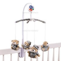 آویز تخت موزیکال طرح خرس رنگ کرم-طوسی سانوزی Sunnozy