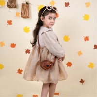 پیراهن دخترانه طرح تدی رنگ نسکافه ای