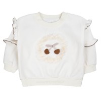 بلوز دورس دخترانه طرح تور و گیلاس رنگ شیری