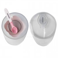 ظرف غذا با قاشق چسبان صورتی کیکابو Kikkaboo