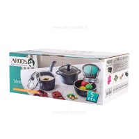 سرویس قابلمه 5 تکه مدل ویکتوریا رنگ صورتی عروس Aroos