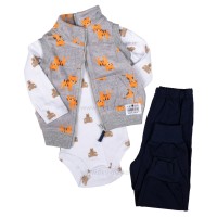 سه تیکه پسرانه طرح ببر رنگ طوسی نارنجی کارترز Carters