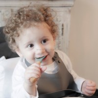 قاشق چوبی سر سیلیکونی سبز بی بی جم BabyJem