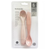 قاشق دو عددی رنگ صورتی گلبهی +6 ماه سواوینکس Suvainex